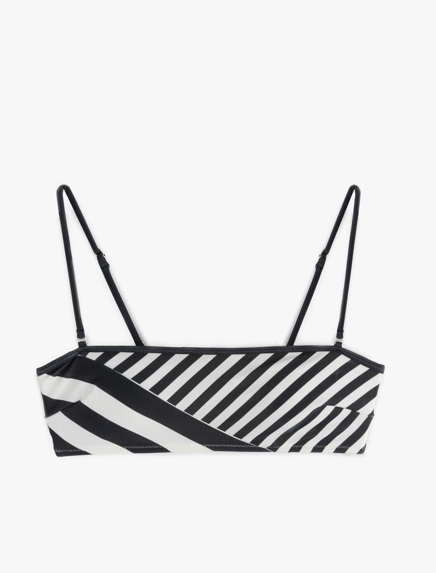   Çizgili Straplez Bikini Üstü