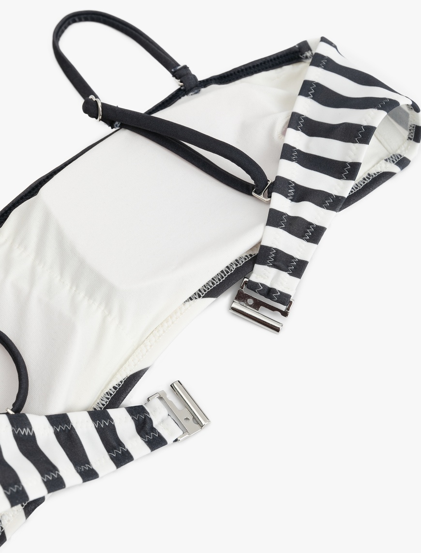   Çizgili Straplez Bikini Üstü