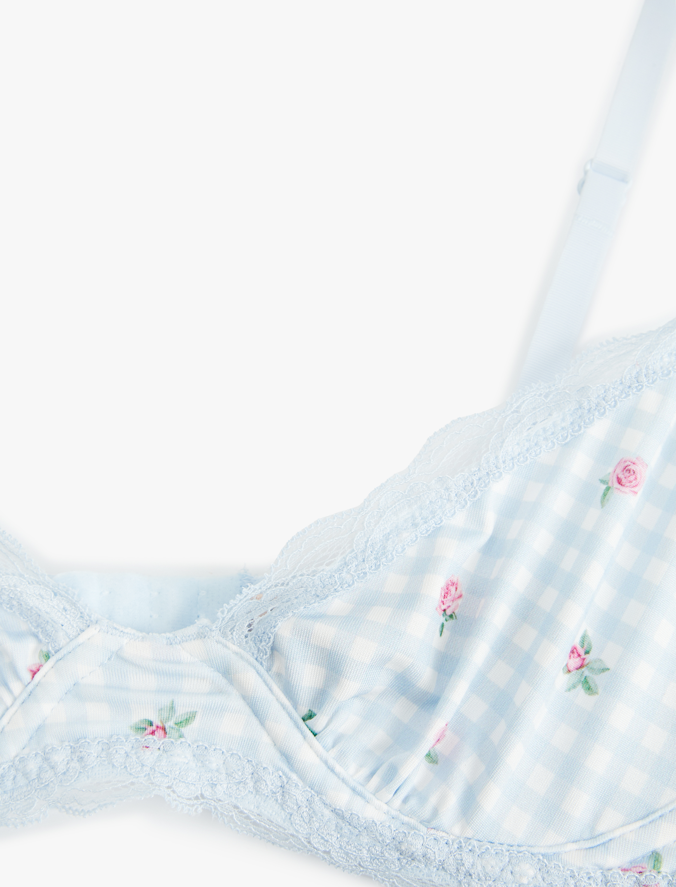   Pötikareli Çiçek Desenli Balenli Sütyen