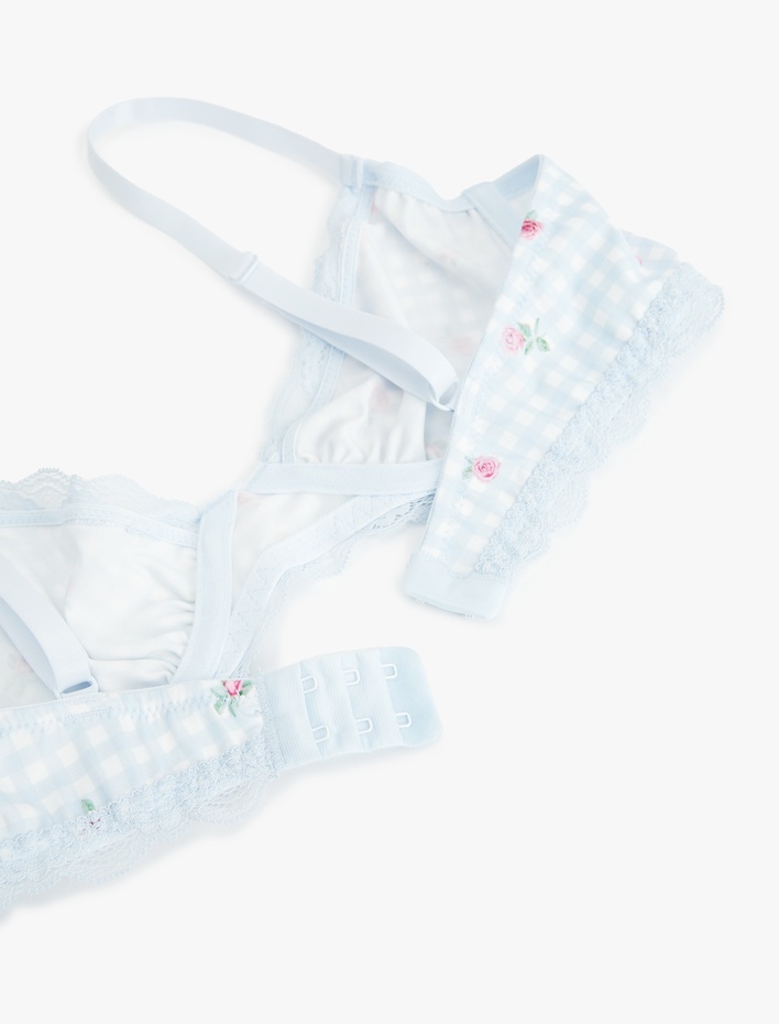  Pötikareli Çiçek Desenli Balenli Sütyen