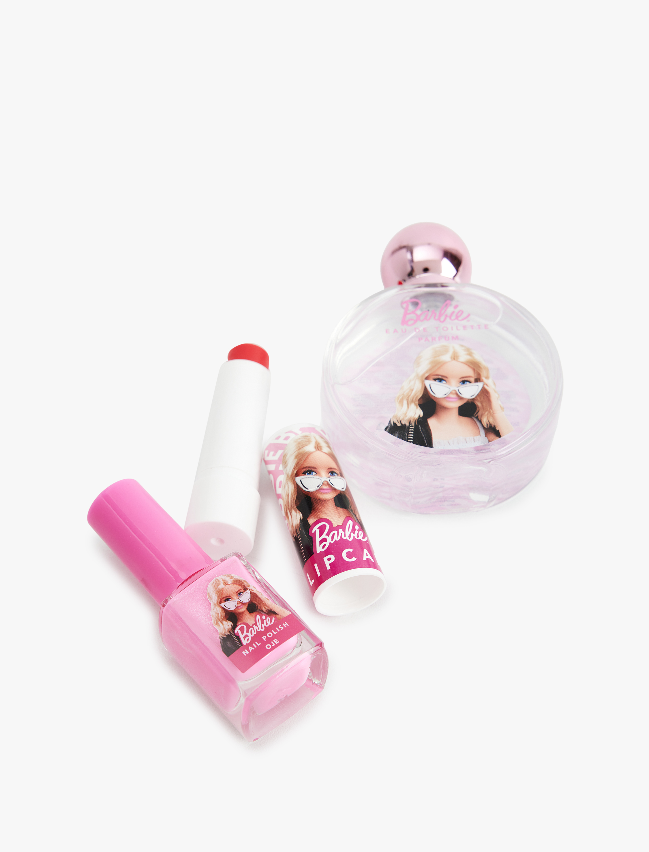  Kadın Barbie Hediye Seti Parfüm Oje ve Dudak Nemlendirici 3'lü Lisanslı