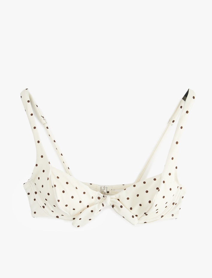  Balenli Fiyonklu Puantiyeli Bikini Üstü