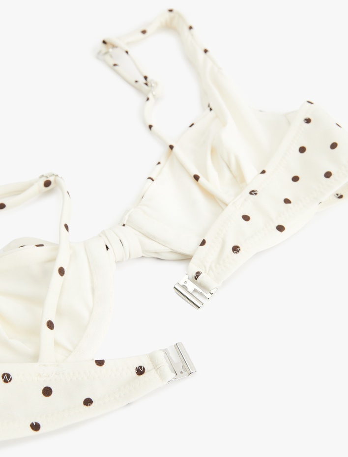  Balenli Fiyonklu Puantiyeli Bikini Üstü