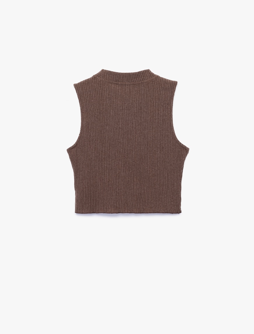   Bisiklet Yaka Kolsuz Basic Crop Bluz