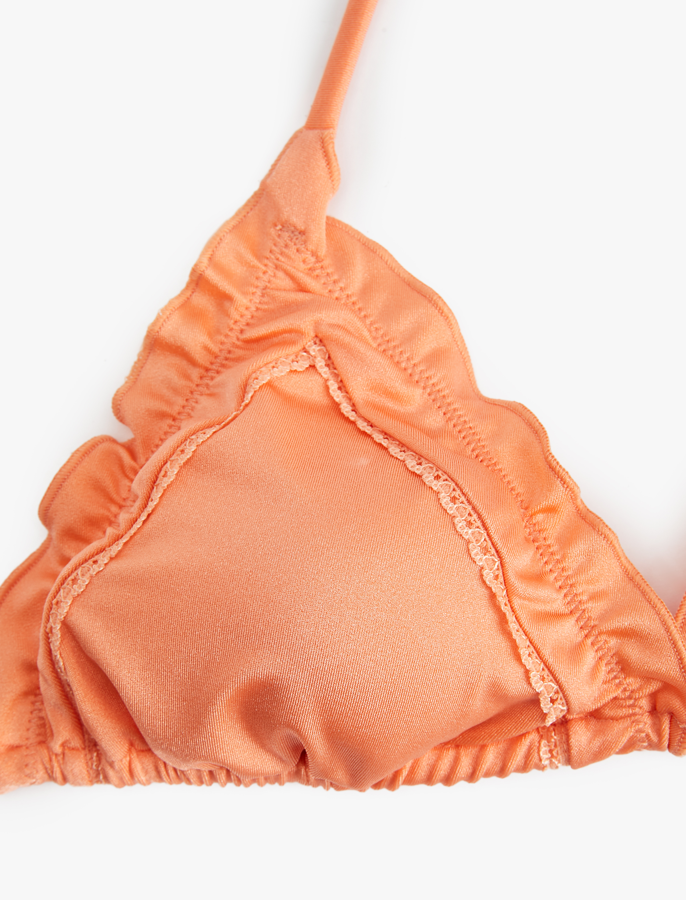   Boyundan Bağlamalı Fırfırlı Üçgen Bikini Üstü