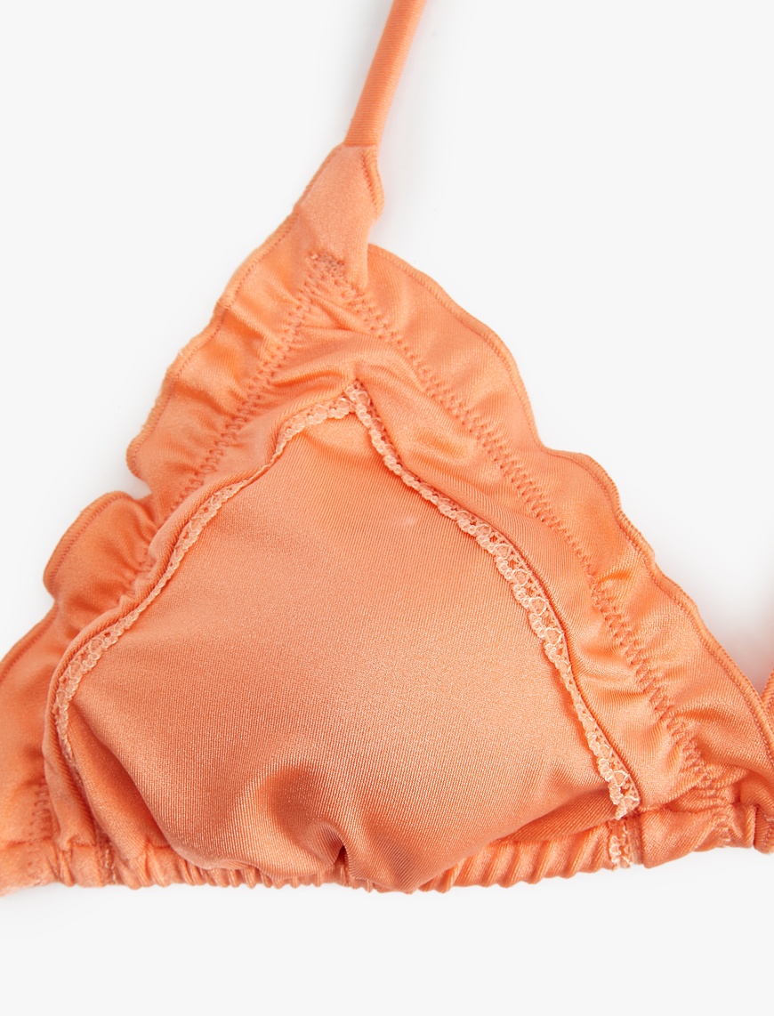   Boyundan Bağlamalı Fırfırlı Üçgen Bikini Üstü