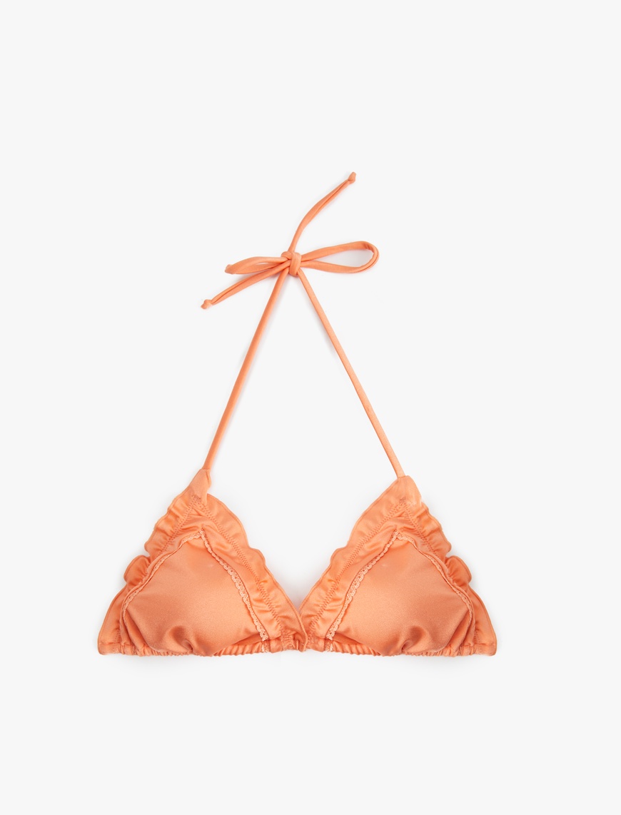   Boyundan Bağlamalı Fırfırlı Üçgen Bikini Üstü