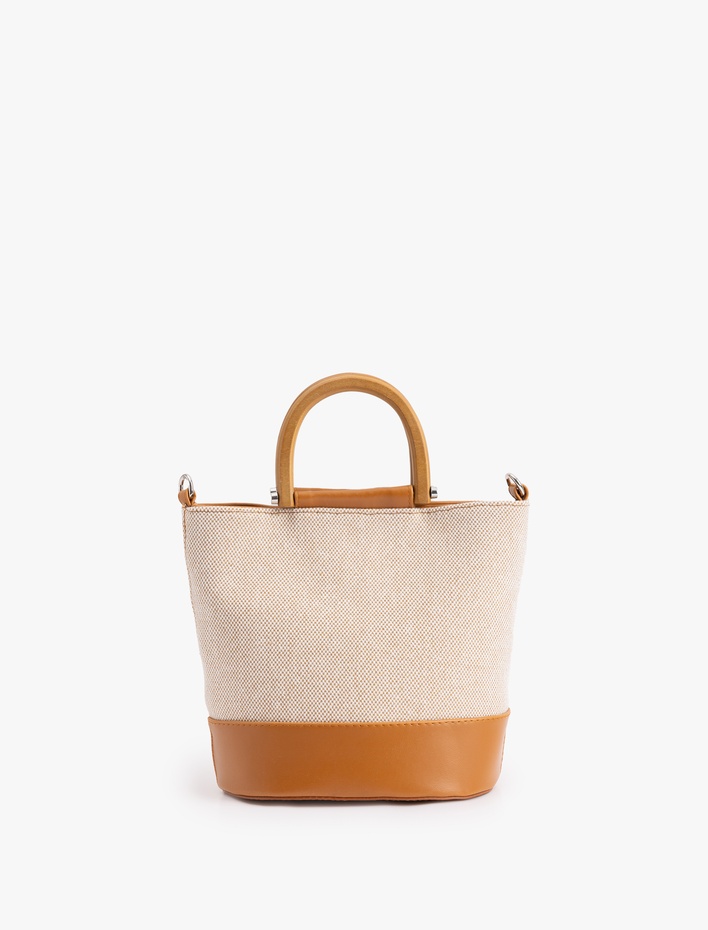 Kadın Pamuklu Dokulu Askılı Tote Çanta