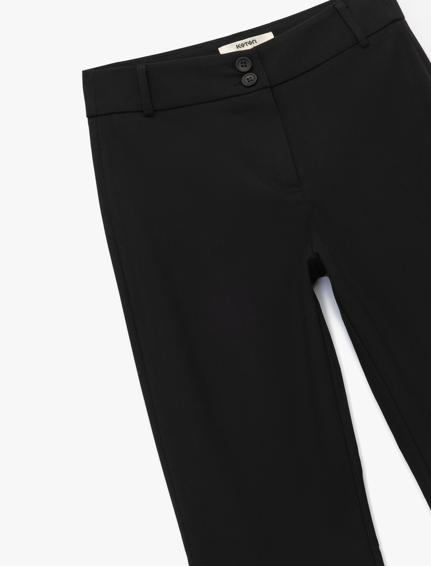  Slim Fit Düğmeli İspanyol Paça Kumaş Pantolon