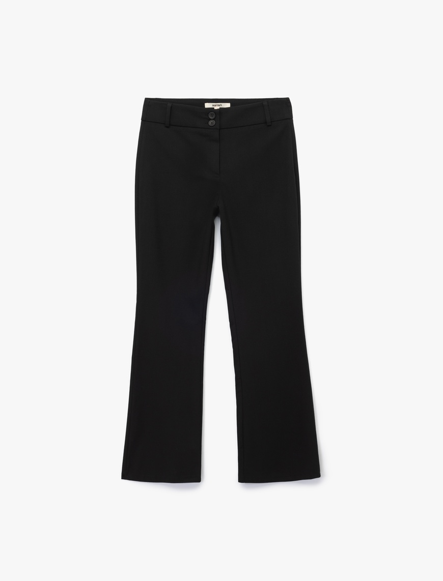   Slim Fit Düğmeli İspanyol Paça Kumaş Pantolon