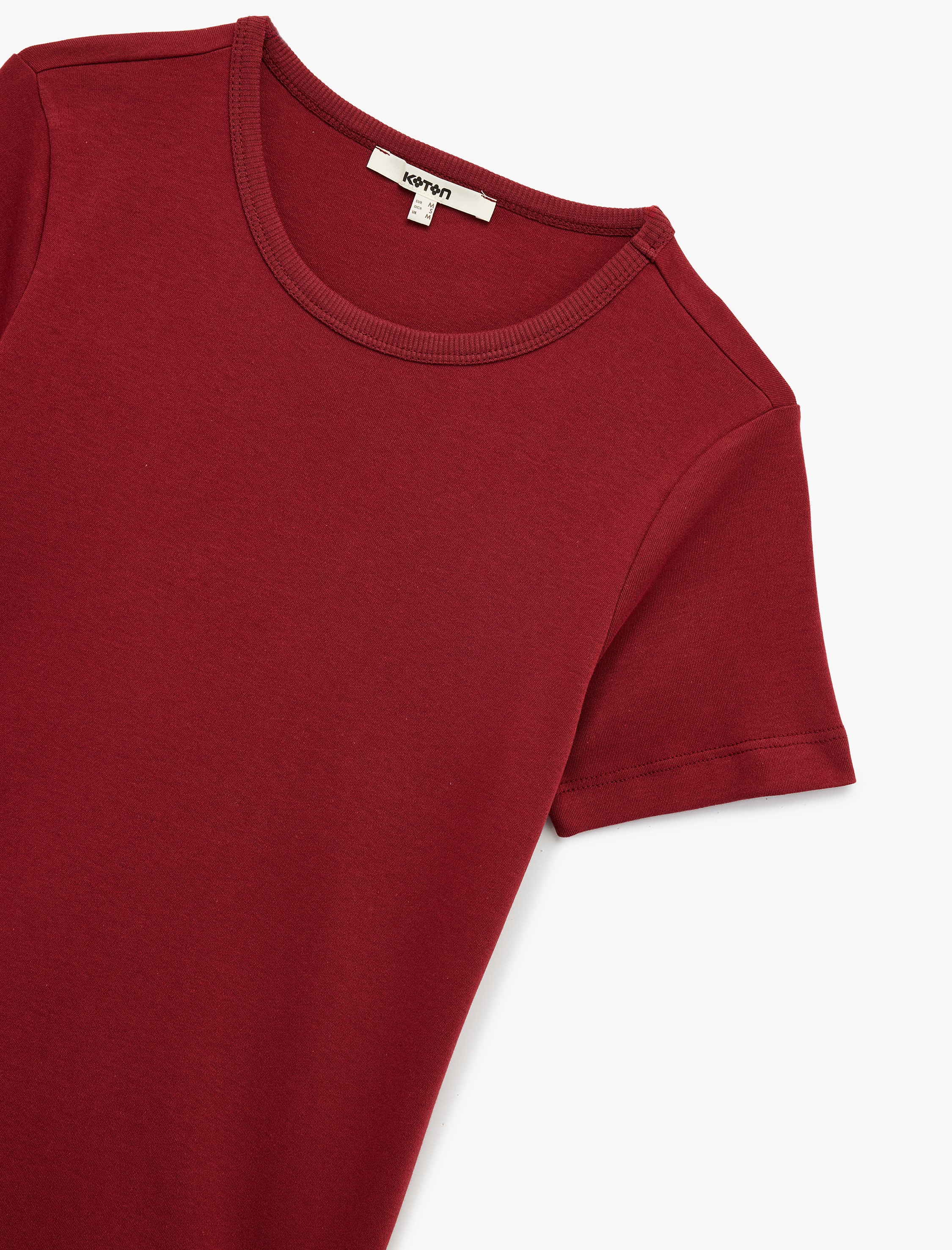   Pamuklu Kısa Kollu Bisiklet Yaka Basic Tişört