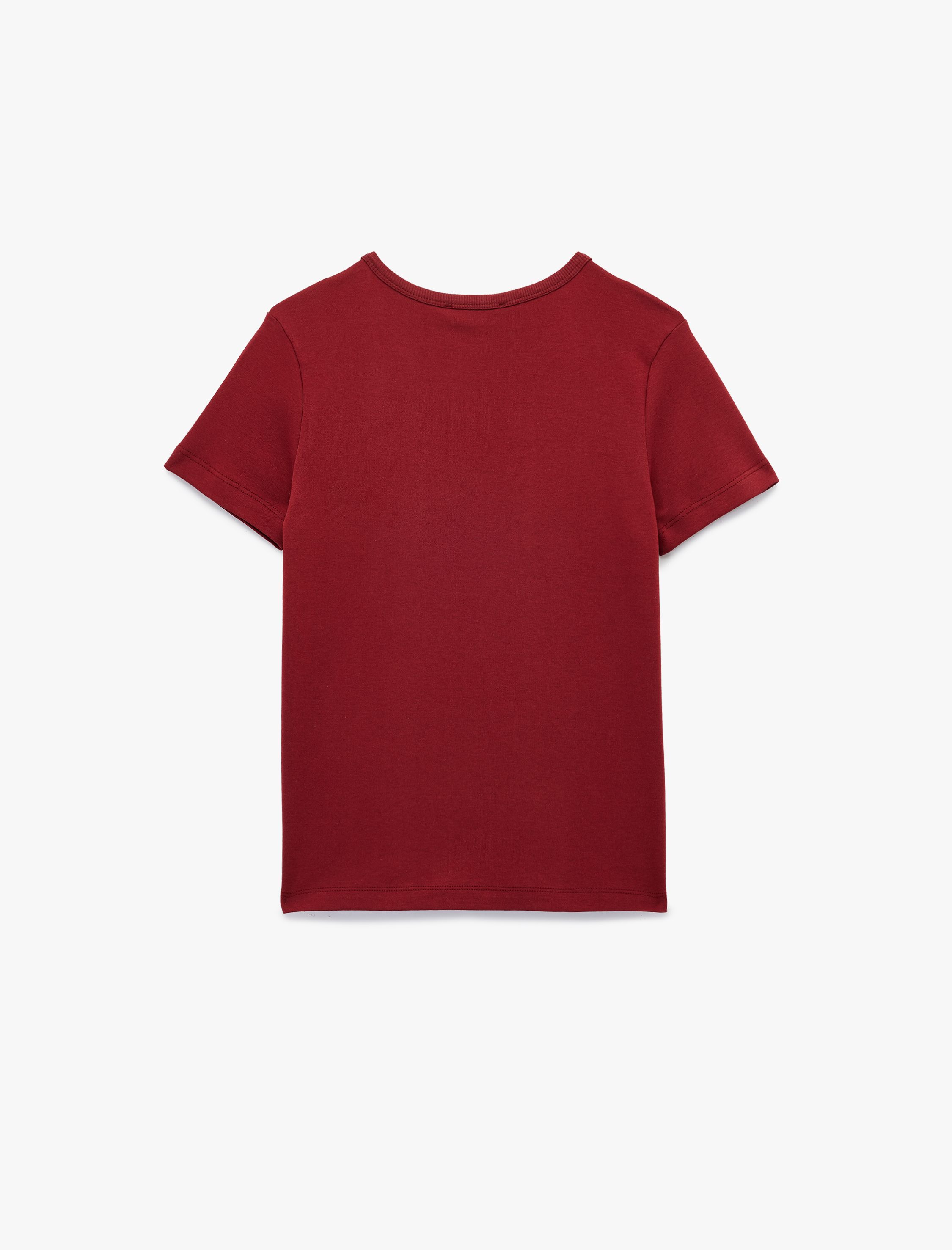   Pamuklu Kısa Kollu Bisiklet Yaka Basic Tişört