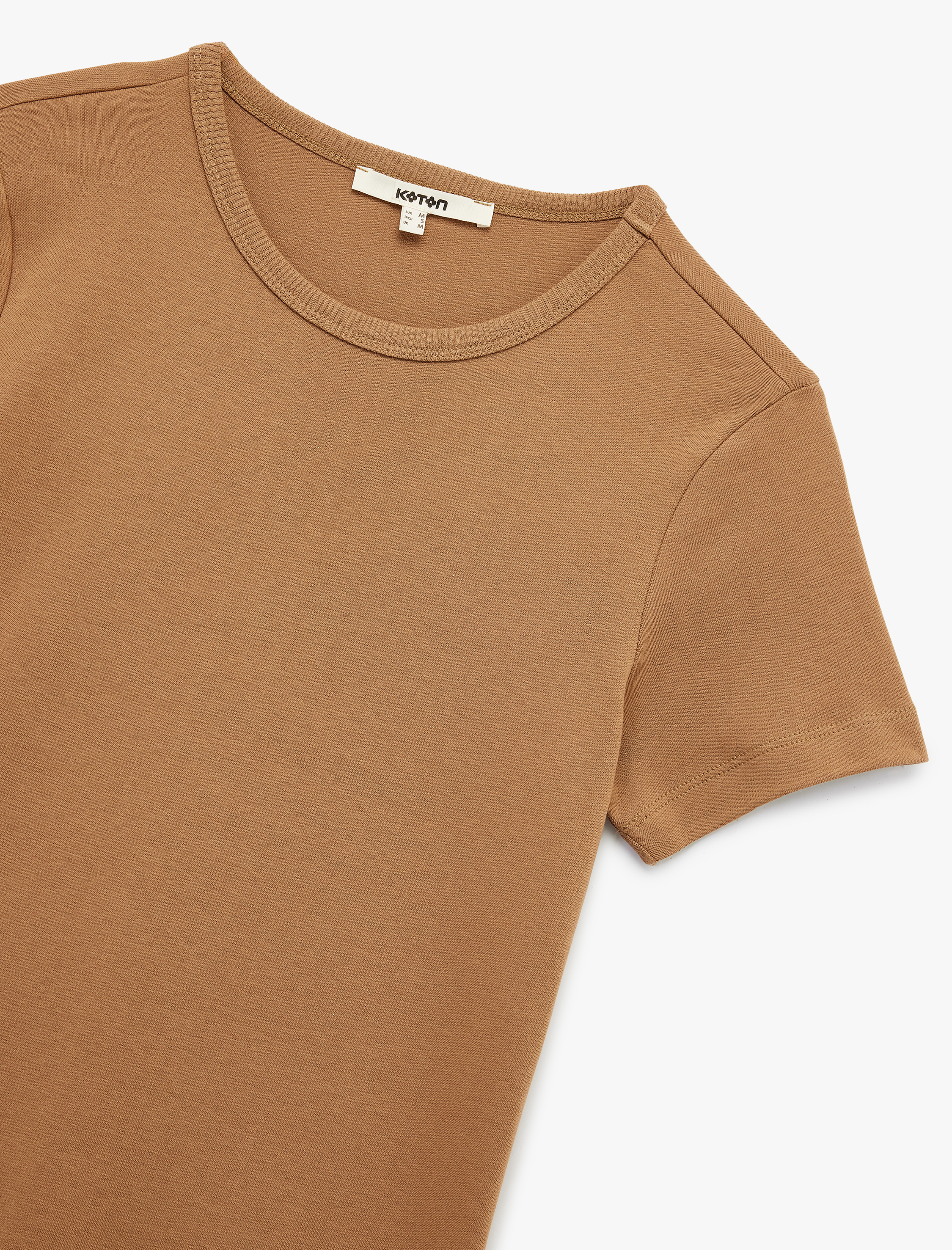   Pamuklu Kısa Kollu Bisiklet Yaka Basic Tişört