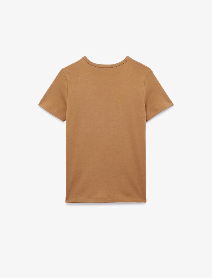  Pamuklu Kısa Kollu Bisiklet Yaka Basic Tişört