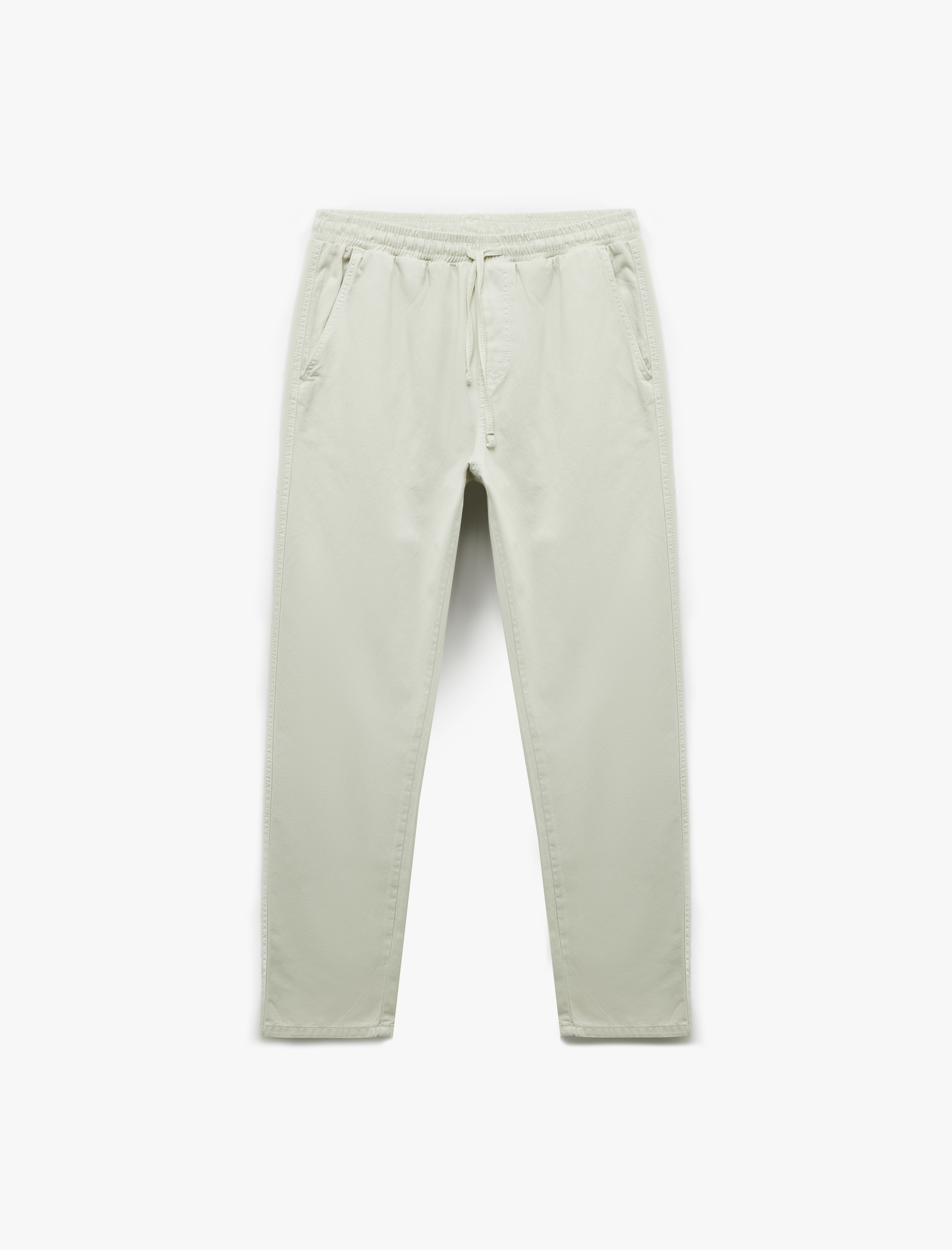   Cep Detaylı Pamuklu Gabardin Beli Bağcıklı Pantolon