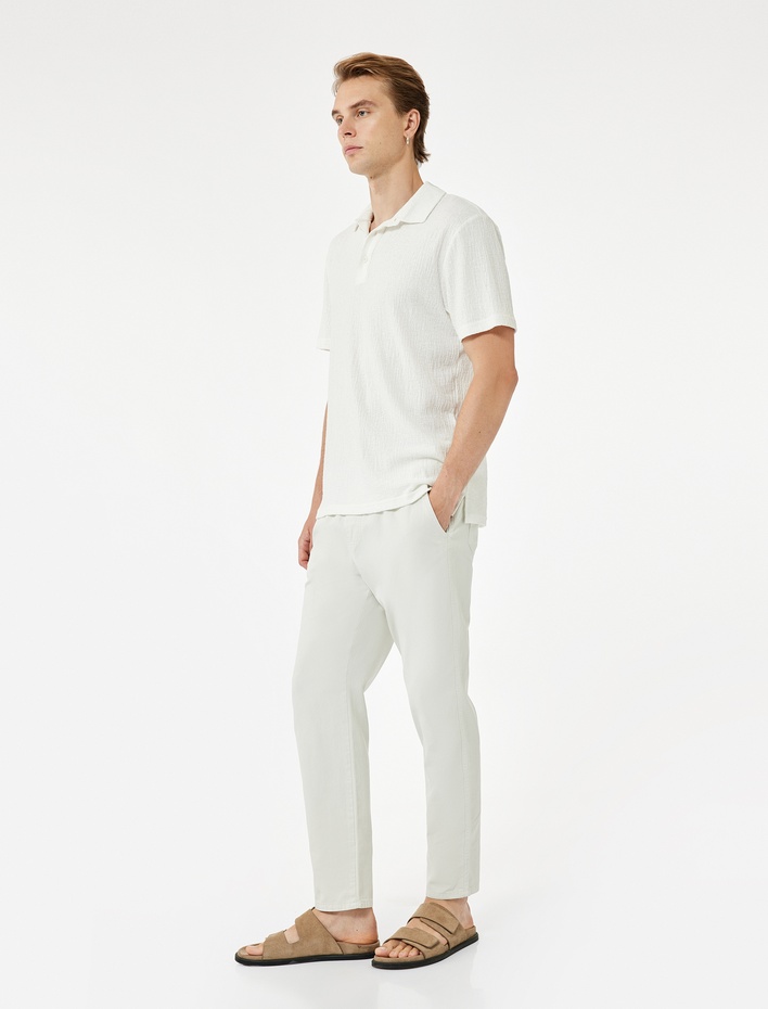  Cep Detaylı Pamuklu Gabardin Beli Bağcıklı Pantolon