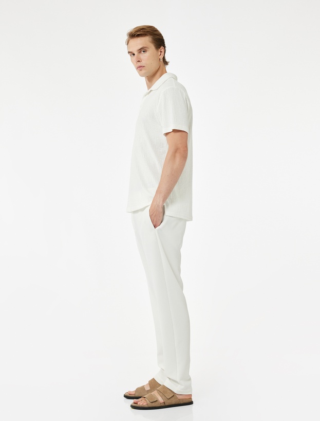 Waffle Dokulu Cep Detaylı Kancalı Slim Fit Pantolon_1