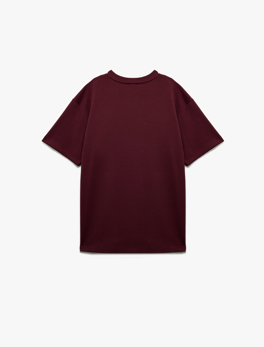   Pamuklu Kısa Kollu Pike Kumaş Bisiklet Yaka Basic Oversize Tişört