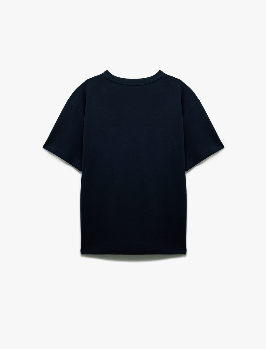   Pamuklu Kısa Kollu Pike Tok Kumaş Bisiklet Yaka Basic Oversize Tişört