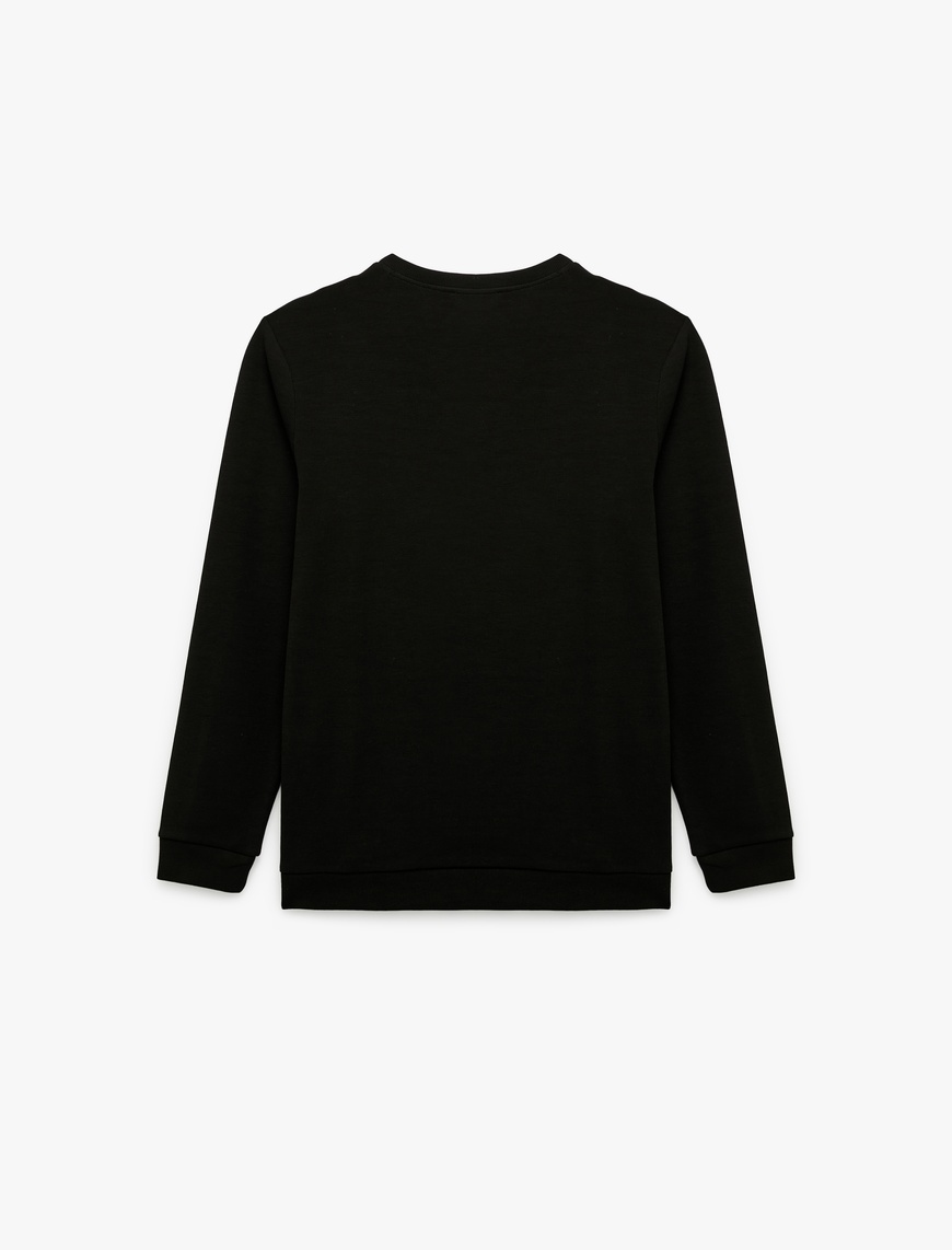   Pamuklu Uzun Kollu Basic Bisiklet Yaka Sweatshirt