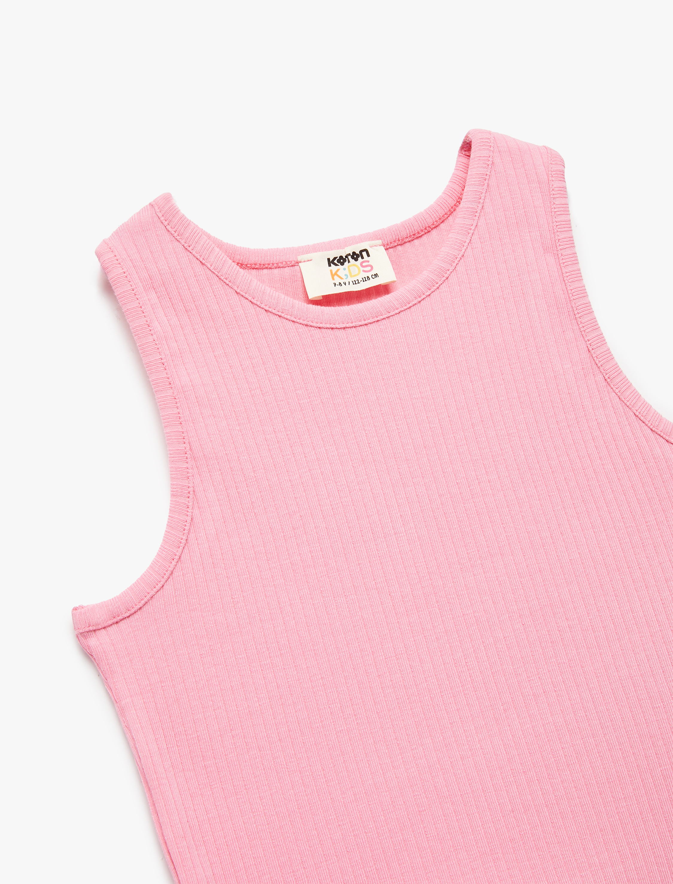  Kız Çocuk Pamuklu Kolsuz Bisiklet Yaka Basic Crop Atlet