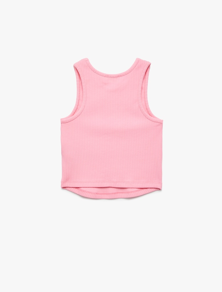 Kız Çocuk Pamuklu Kolsuz Bisiklet Yaka Basic Crop Atlet