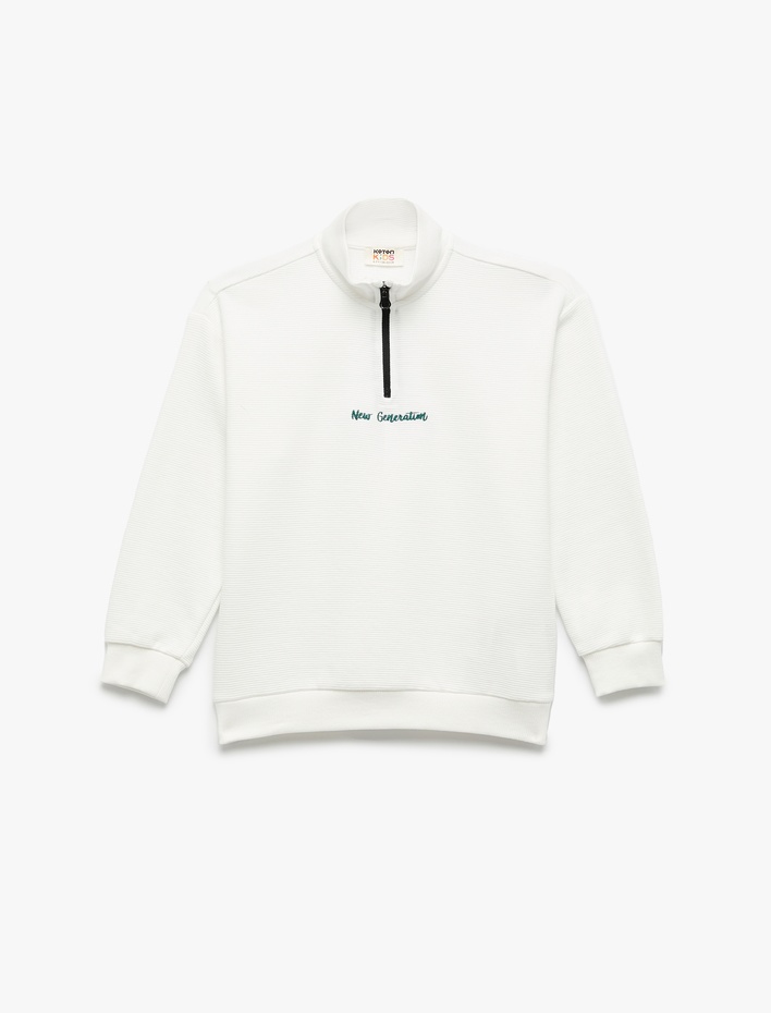Erkek Çocuk Dik Yaka Uzun Kollu Fermuarlı Sweatshirt