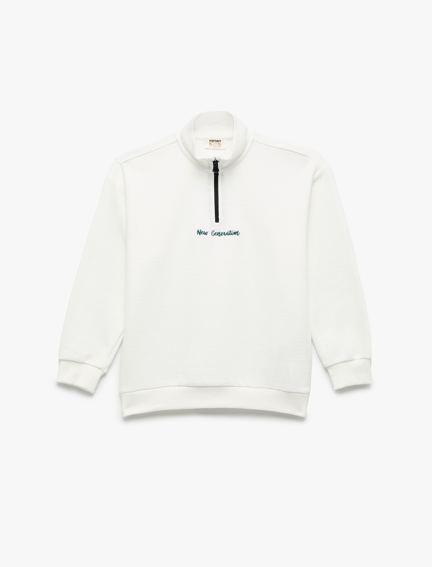  Erkek Çocuk Dik Yaka Uzun Kollu Fermuarlı Sweatshirt