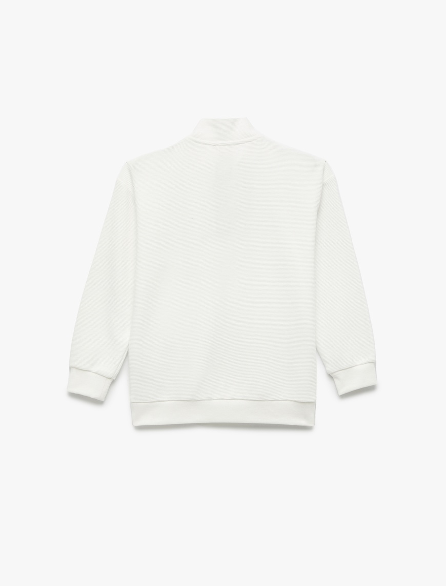  Erkek Çocuk Dik Yaka Uzun Kollu Fermuarlı Sweatshirt