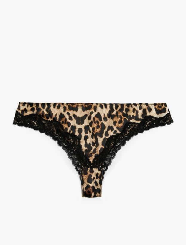 Dantelli Leopar Desenli Brief Külot_0