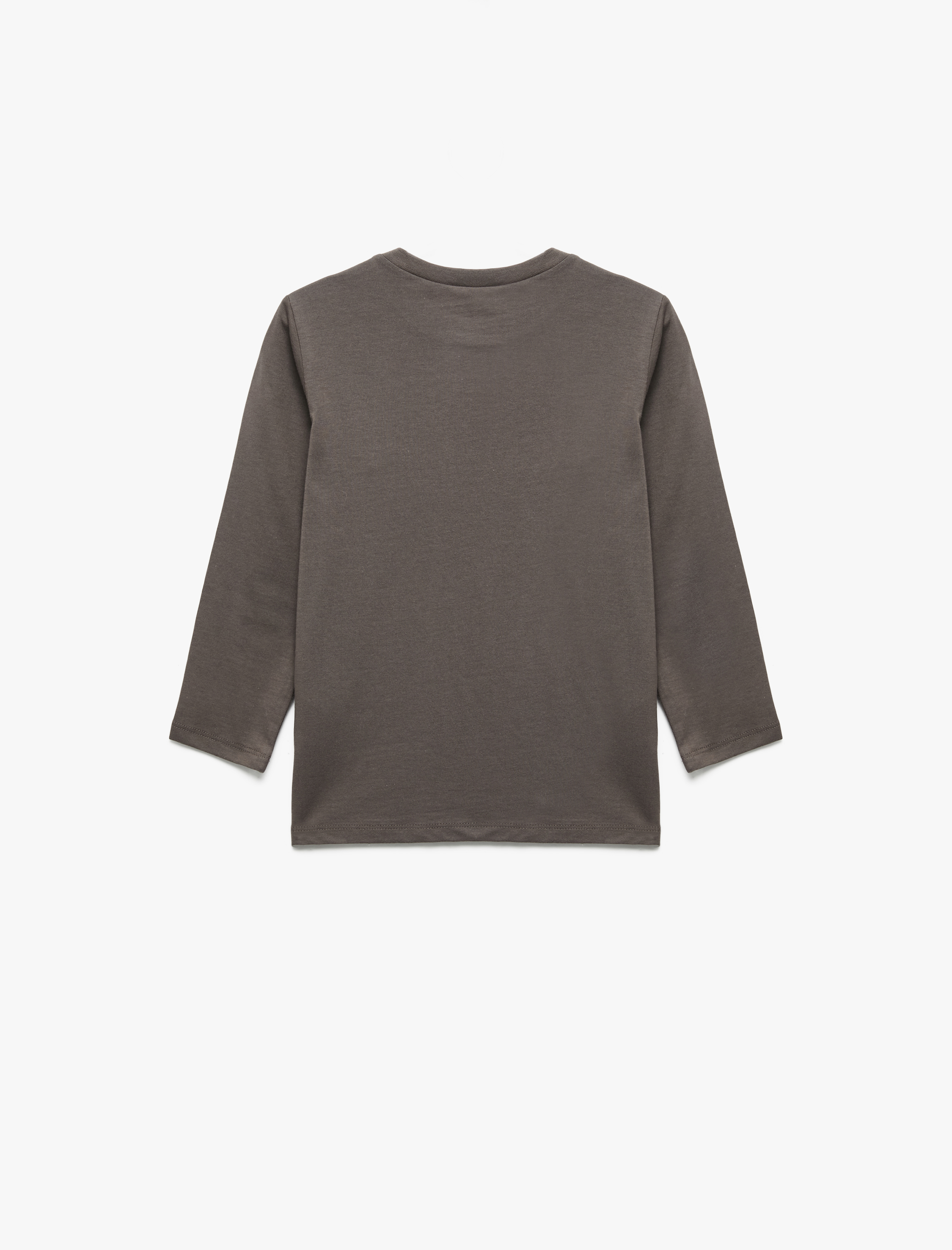  Erkek Çocuk Dinozor Baskılı Uzun Kollu Bisiklet Yaka Pamuklu Tişört