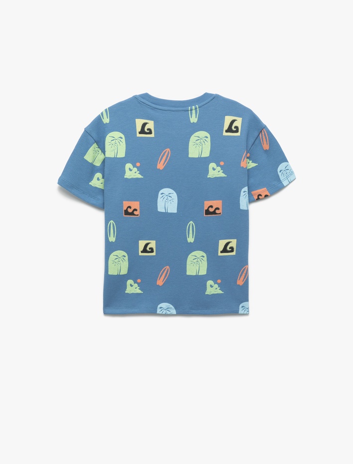 Erkek Çocuk Pamuklu Baskılı Kısa Kollu Bisiklet Yaka Tişört