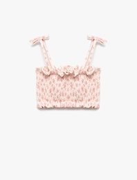 Gipeli Fiypnk Detaylı Çiçekli Askılı Crop Bluz