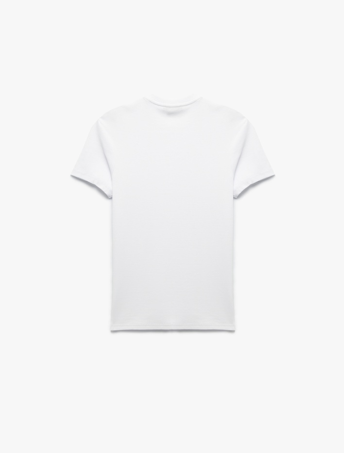  Kısa Kollu Bisiklet Yaka Pamuklu Dar Kalıp Tişört