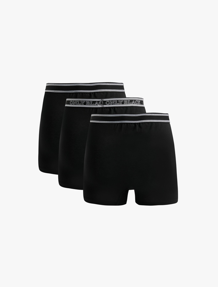  Pamuklu Baskılı Bel Detaylı 3'lü Boxer Seti