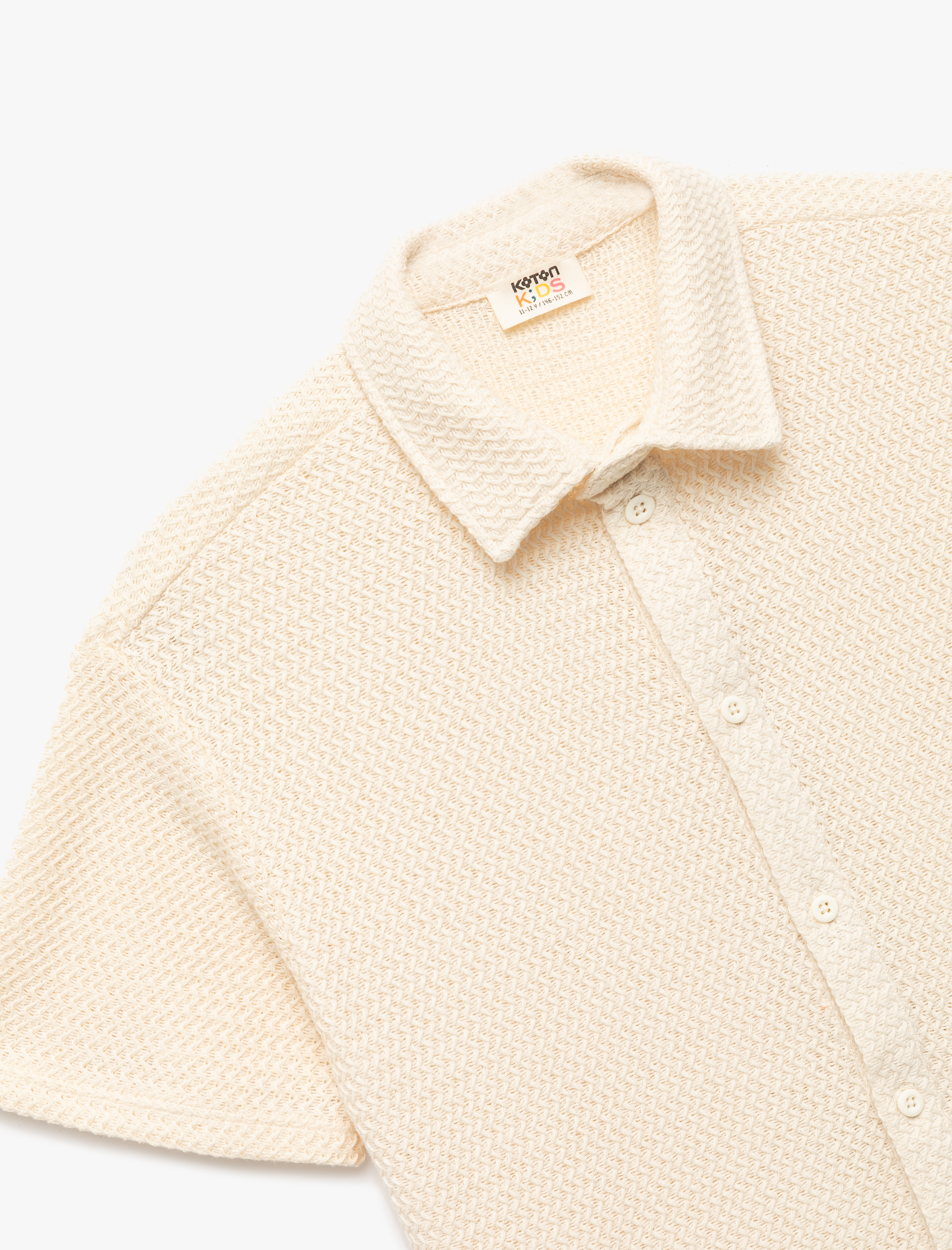  Erkek Çocuk Pamuklu Oversize Düğmeli Basic Kısa Kollu Gömlek