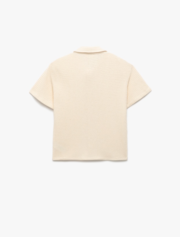 Pamuklu Oversize Düğmeli Basic Kısa Kollu Gömlek_1