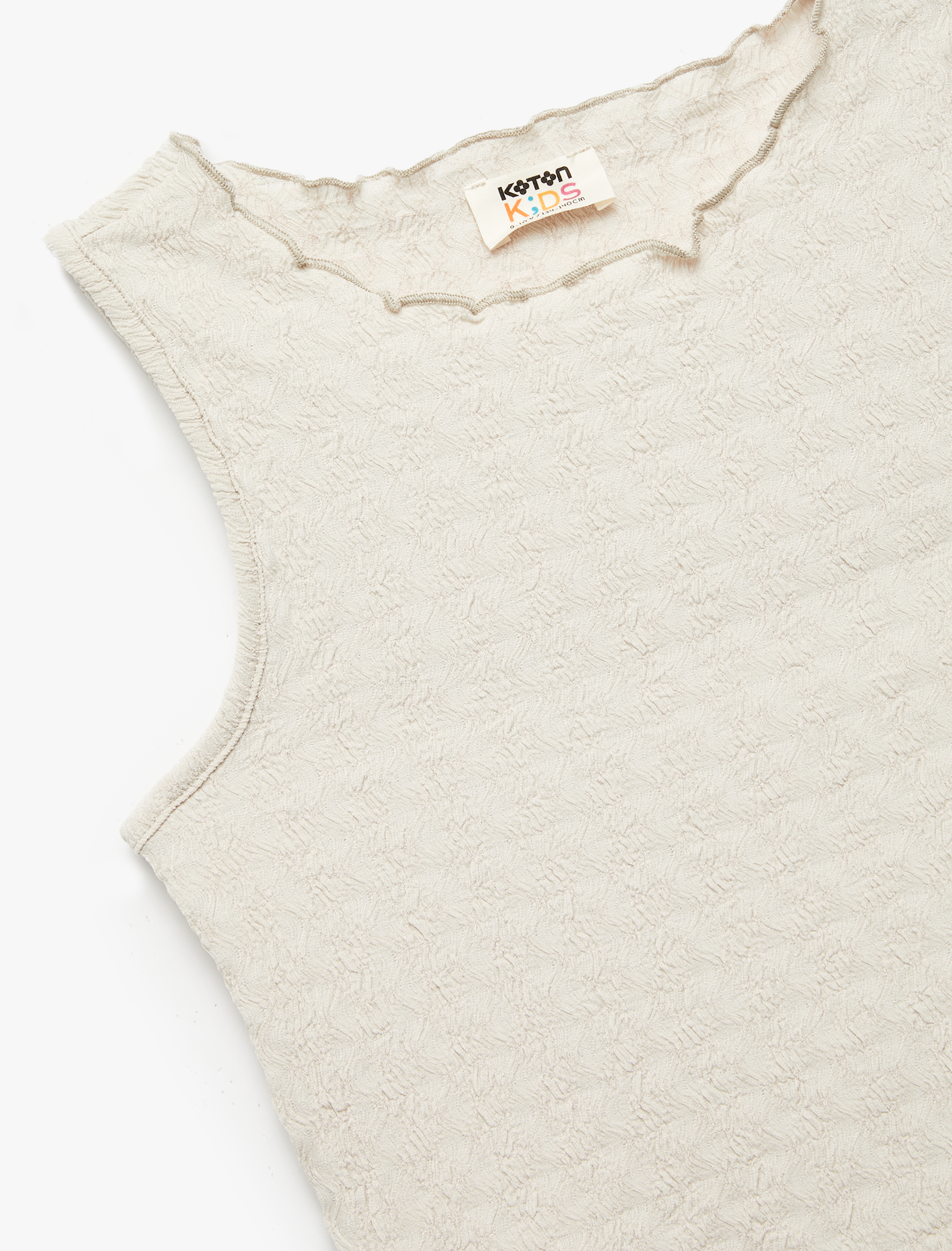  Kız Çocuk Dokulu Kolsuz Bisiklet Yaka Crop Atlet