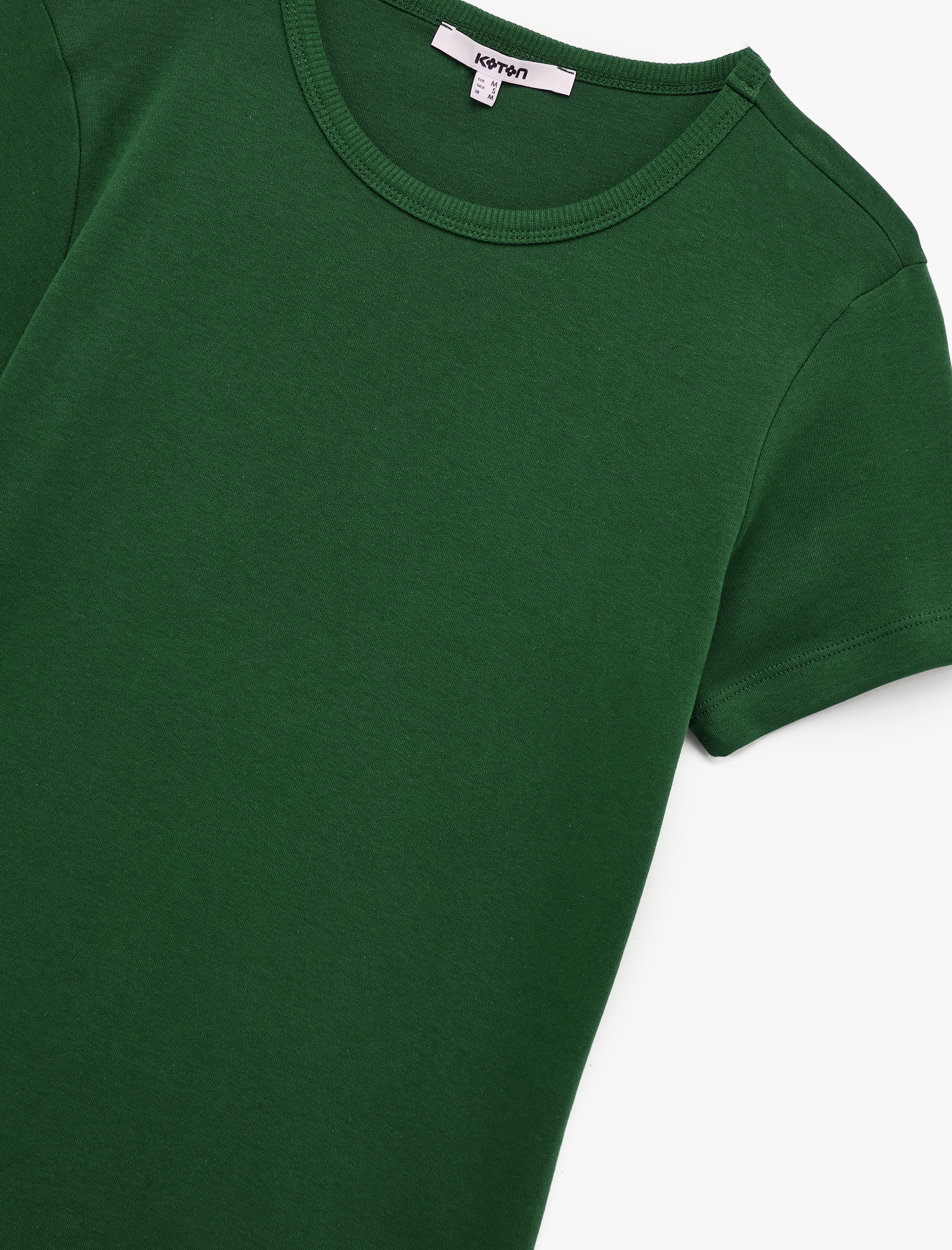   Pamuklu Kısa Kollu Bisiklet Yaka Basic Tişört