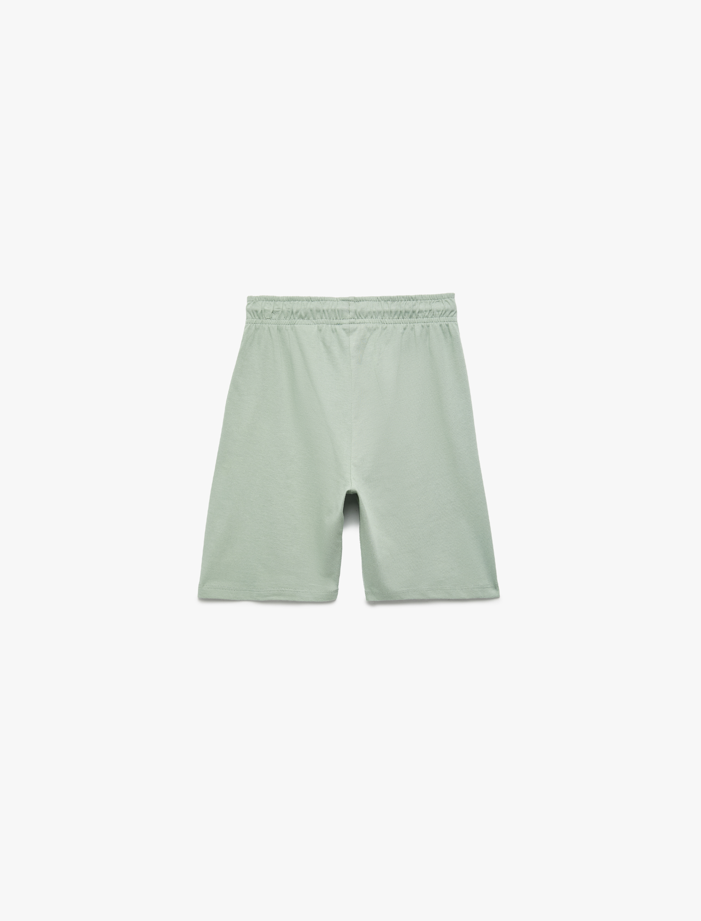  Erkek Çocuk Palmiye Baskılı Beli Bağlamalı Pamuklu Bermuda Şort