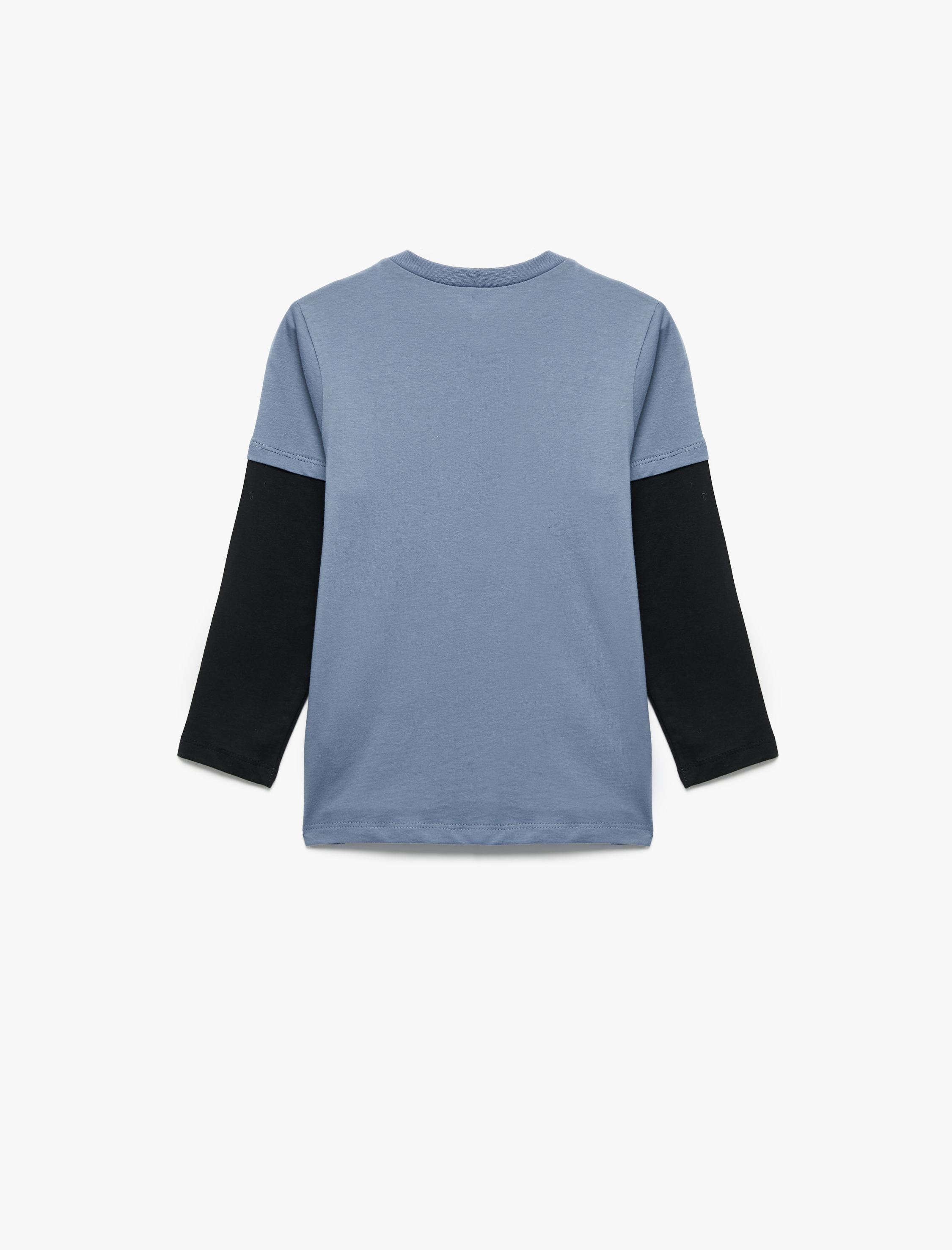  Erkek Çocuk Dinozor Baskılı Uzun Kollu Bisiklet Yaka Pamuklu Tişört