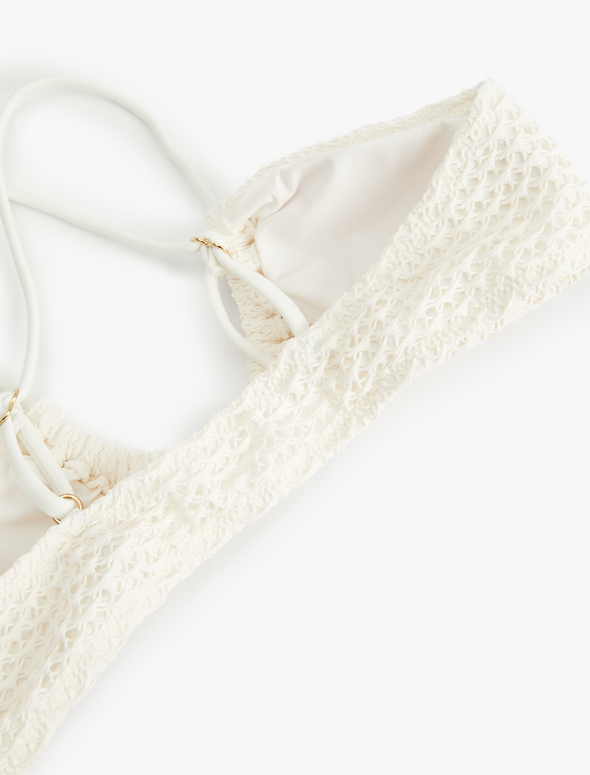 Deniz Kabuğu Detaylı Büzgülü Fileli Bikini Üstü