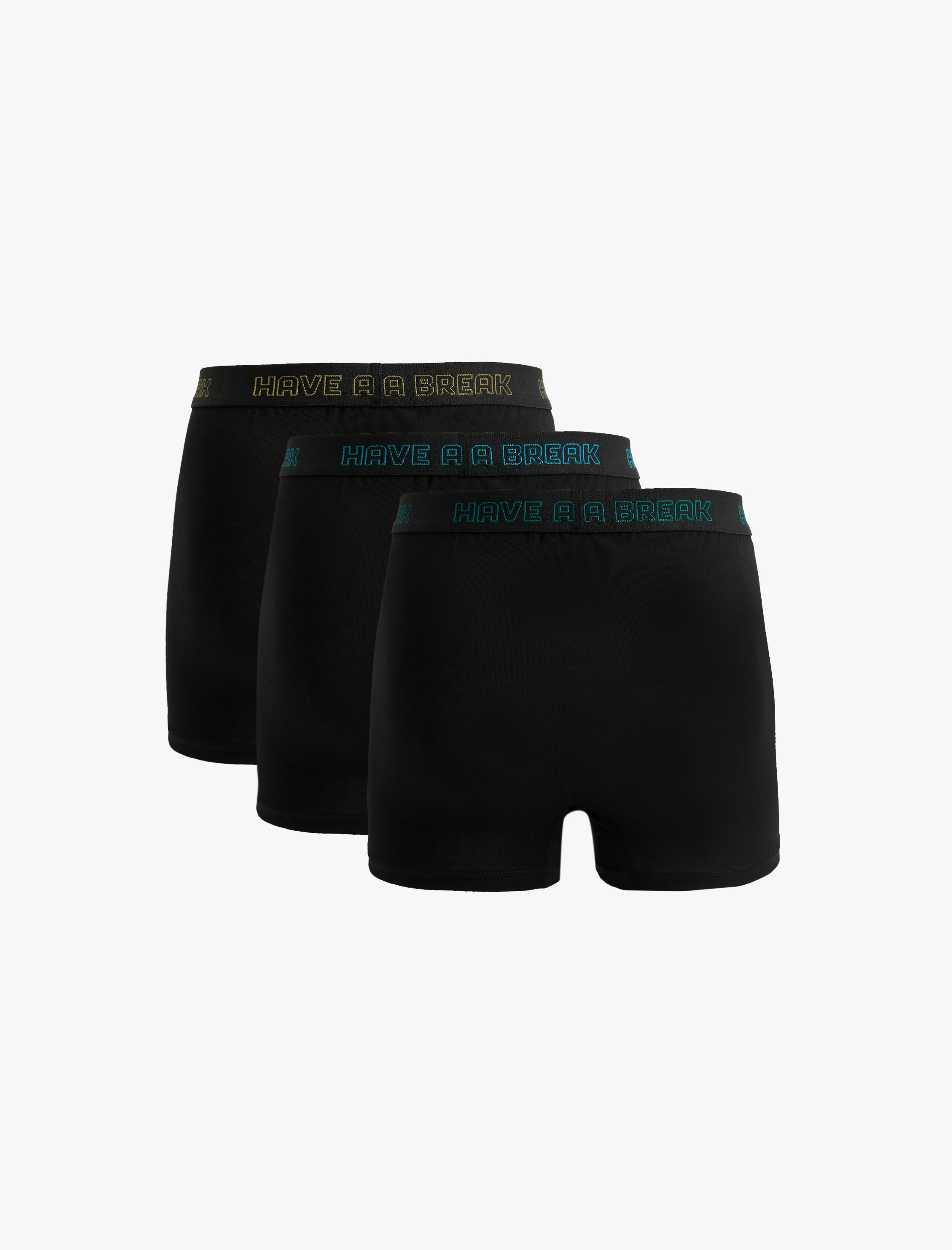 Pamuklu Baskılı Bel Detaylı 3'lü Boxer Seti