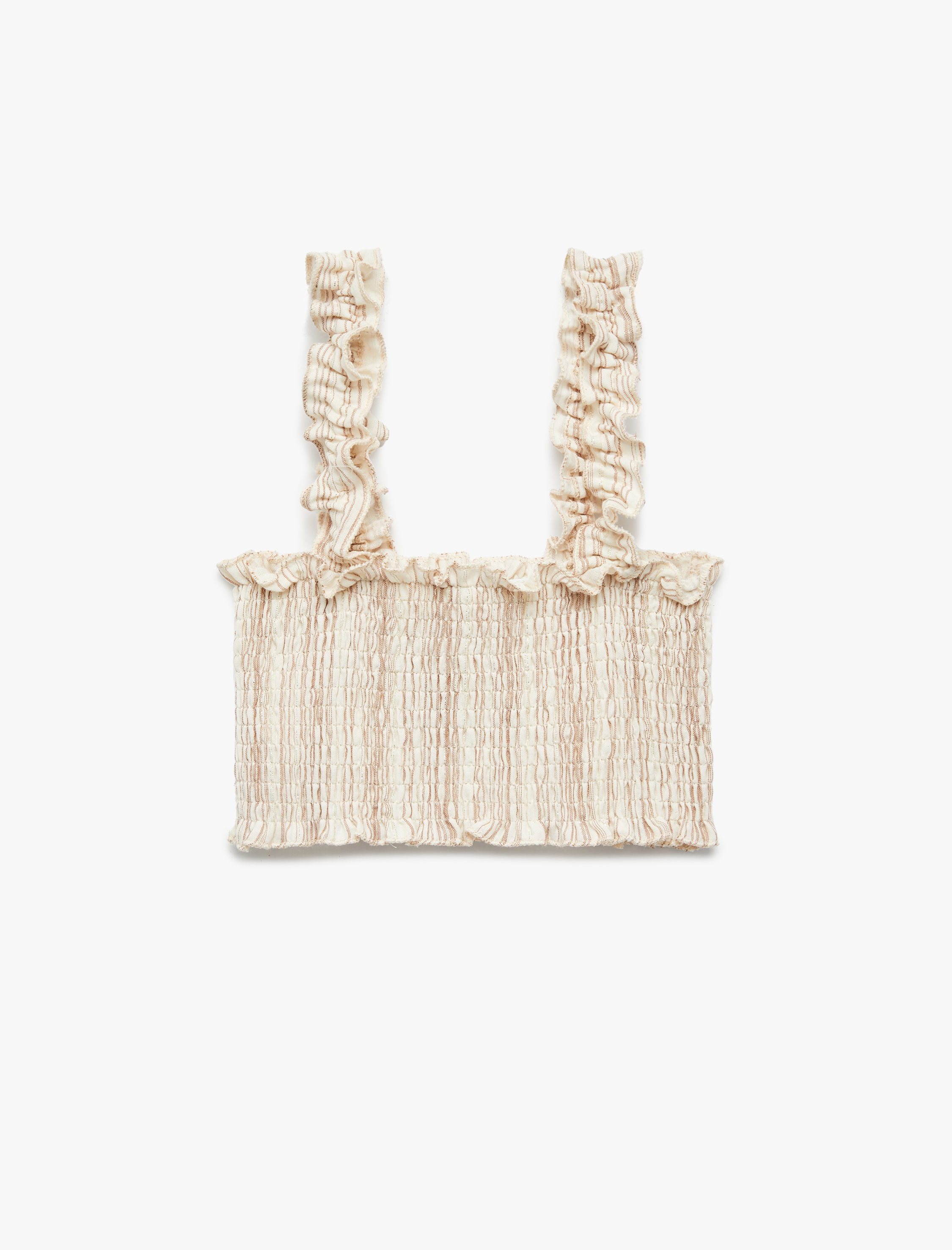  Kız Çocuk Pamuklu Gipeli Fırfırlı Askılı Crop Bluz