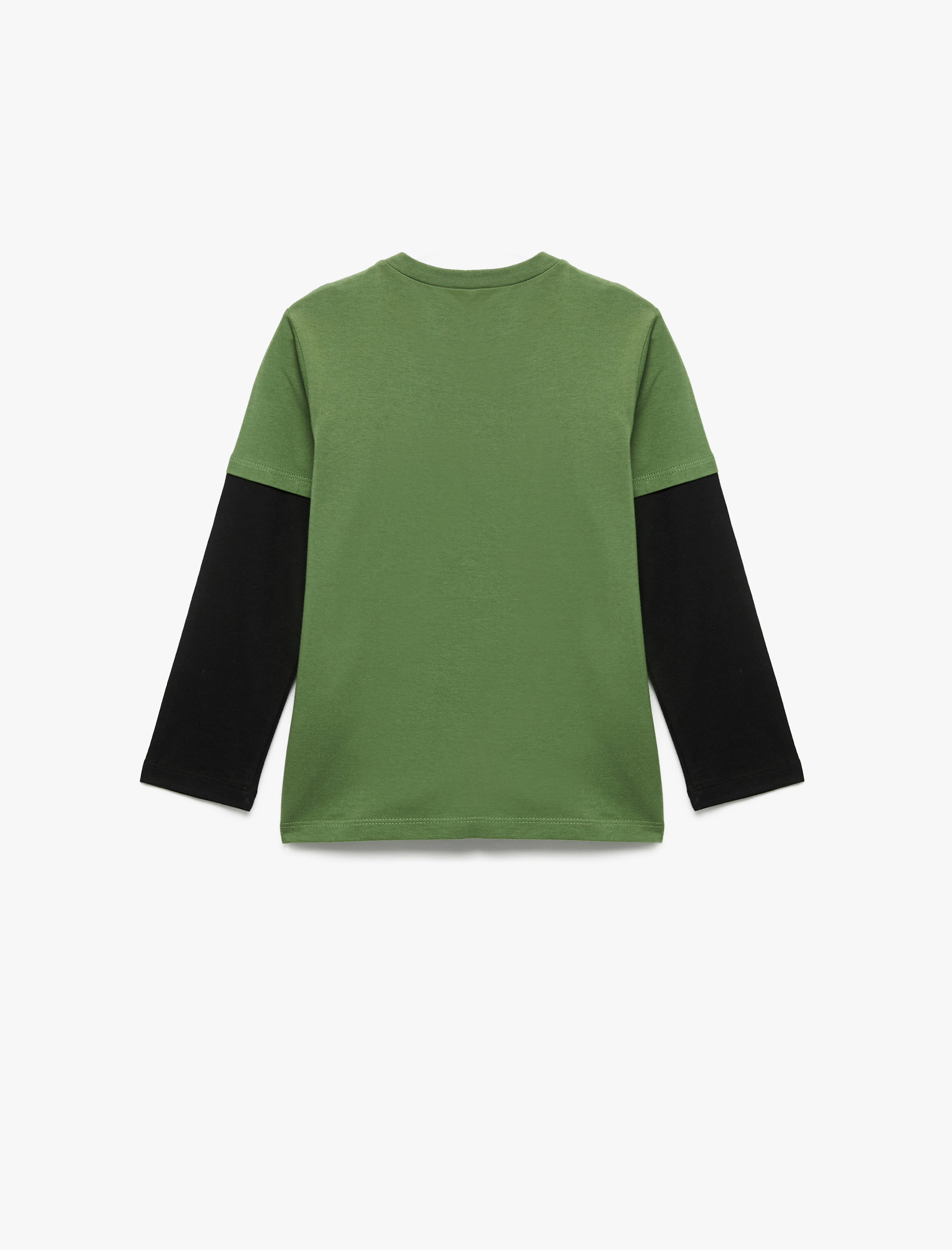  Erkek Çocuk Pamuklu Uzun Kollu Bisiklet Yaka Baskılı Tişört