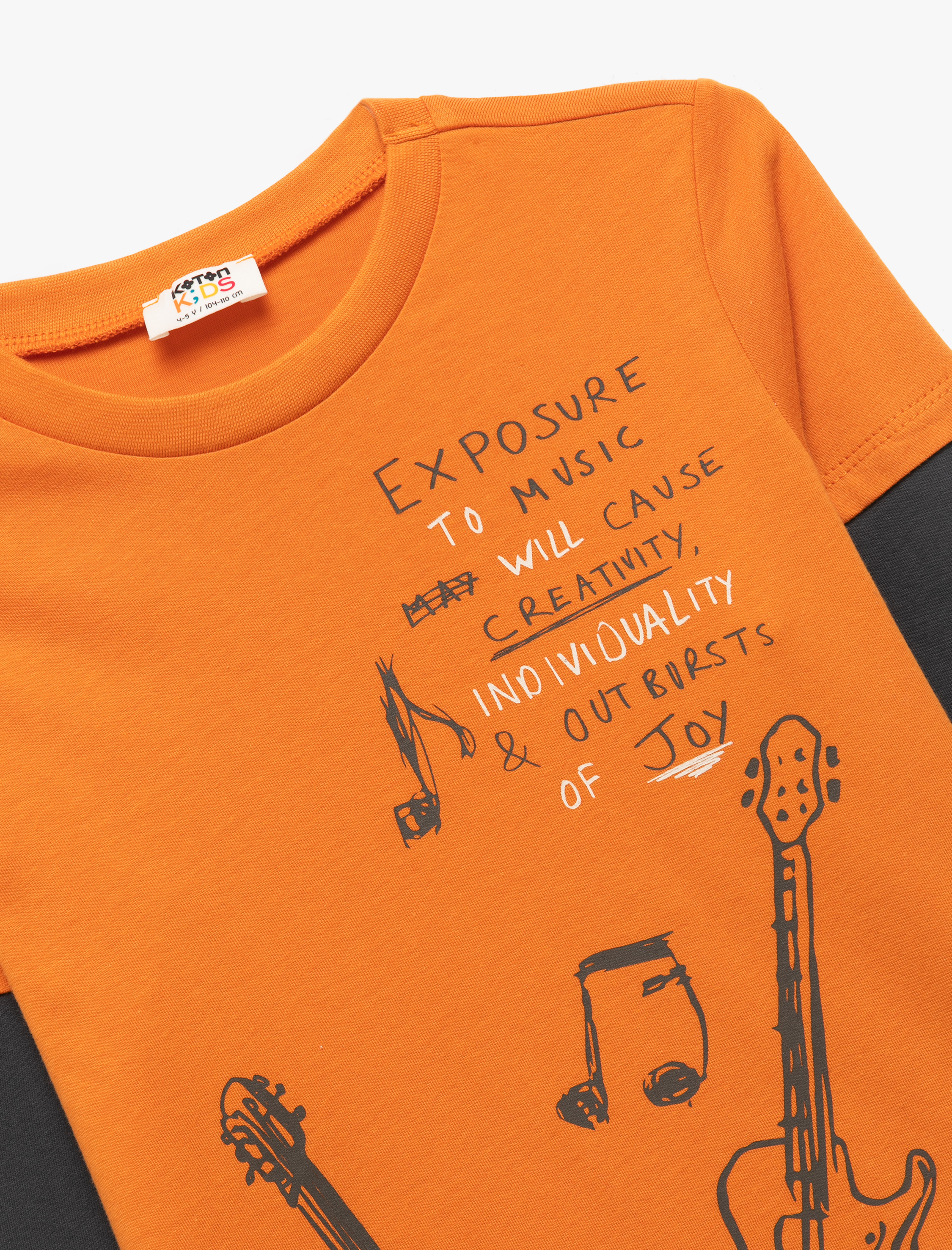  Erkek Çocuk Pamuklu Uzun Kollu Bisiklet Yaka Baskılı Tişört