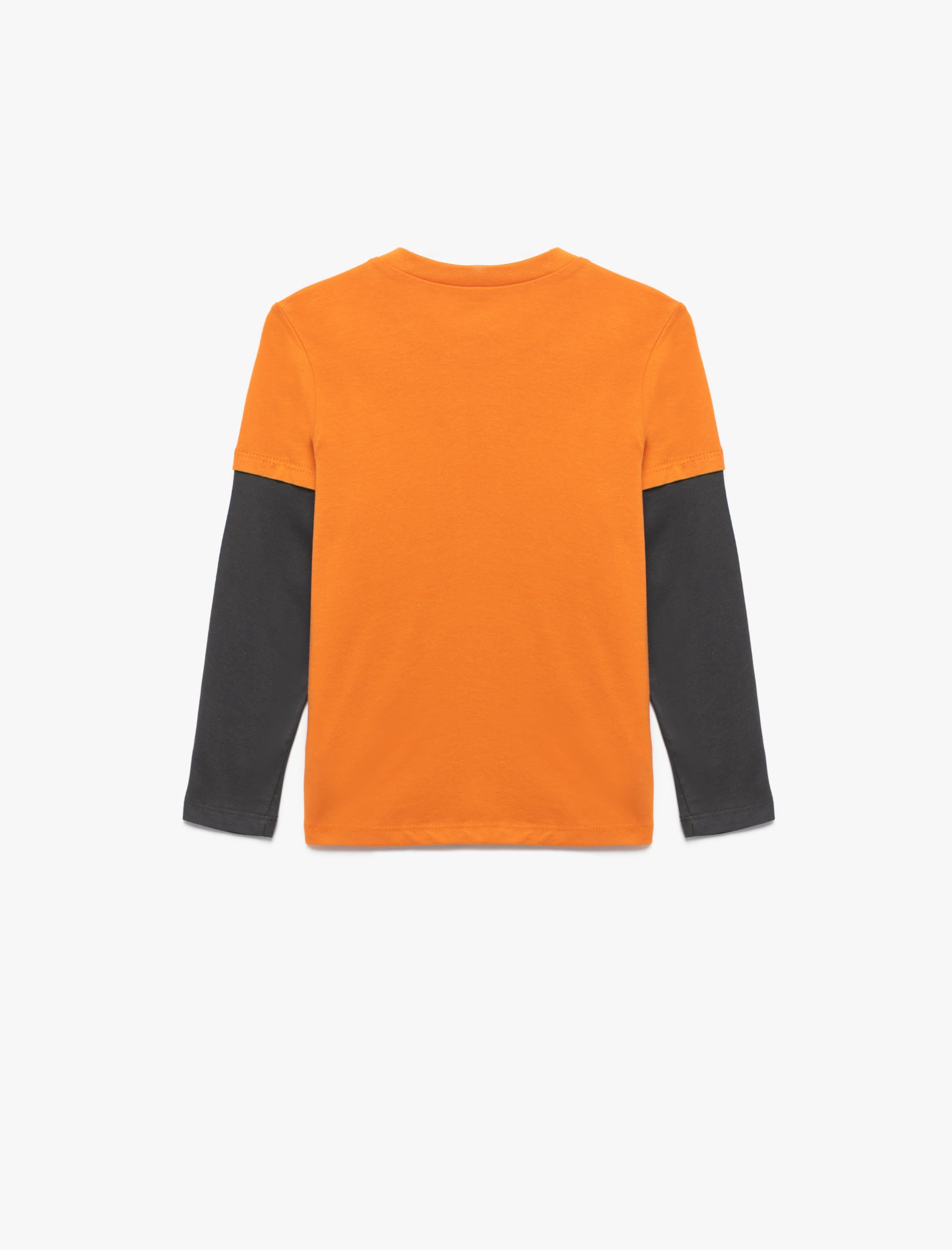  Erkek Çocuk Pamuklu Uzun Kollu Bisiklet Yaka Baskılı Tişört