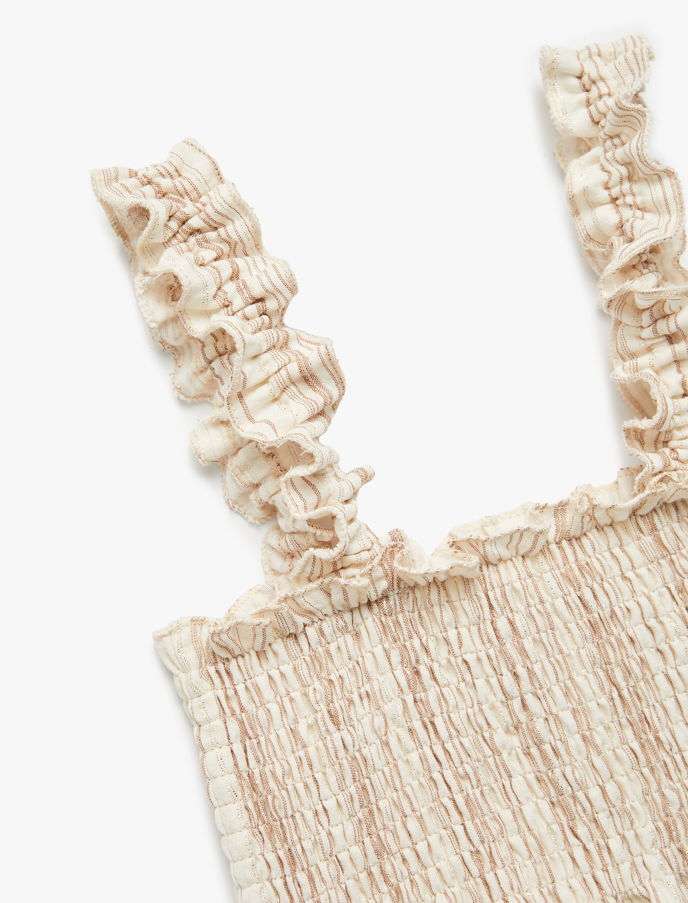  Kız Çocuk Pamuklu Gipeli Fırfırlı Askılı Crop Bluz