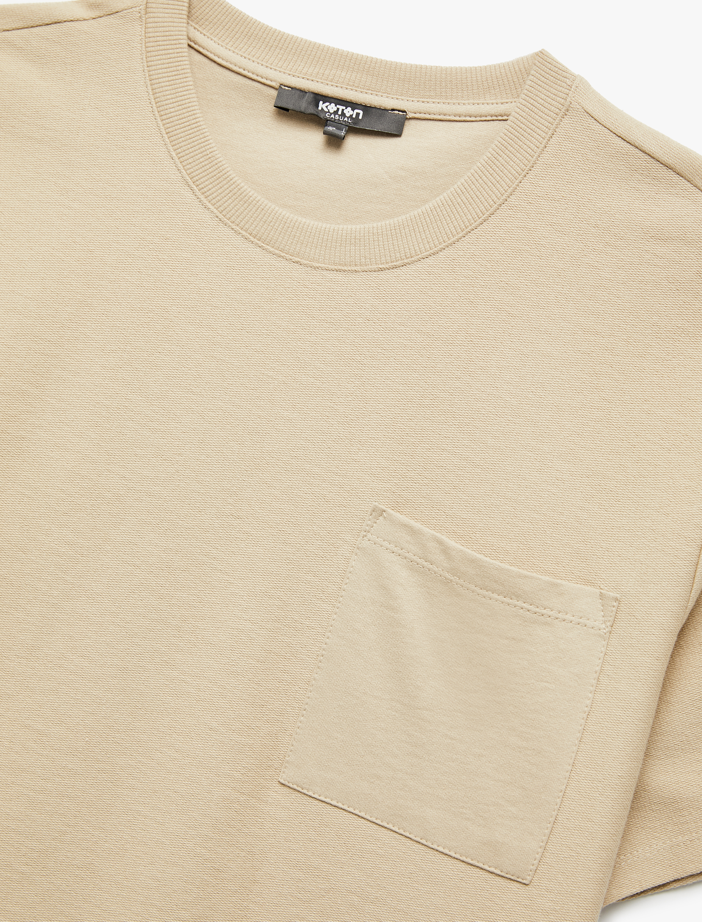   Regular Fit Kısa Kollu Pamuklu Cep Detaylı Bisiklet Yaka Basic Tişört