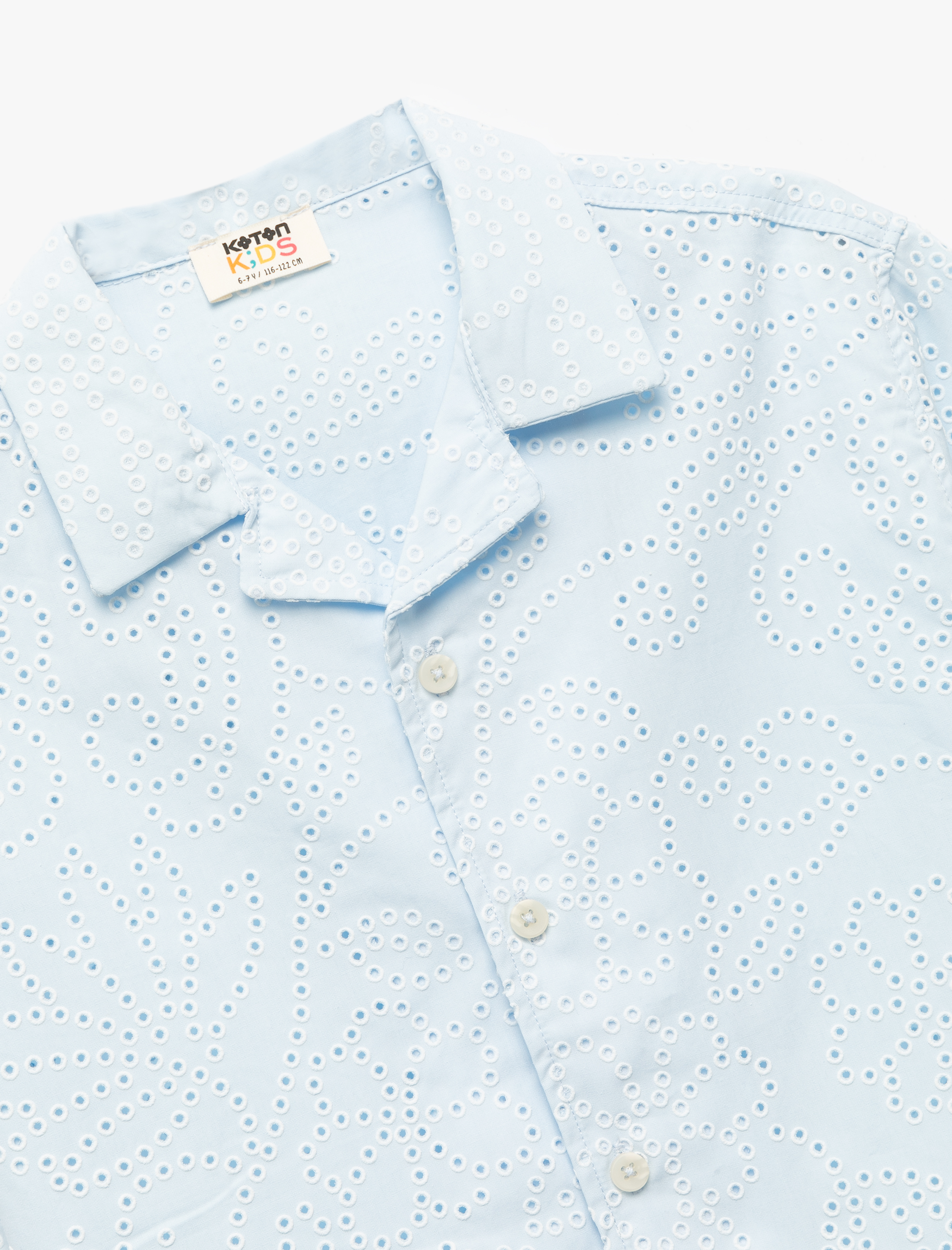  Erkek Çocuk Pamuklu Düğmeli Fistolu Kısa Kollu Gömlek